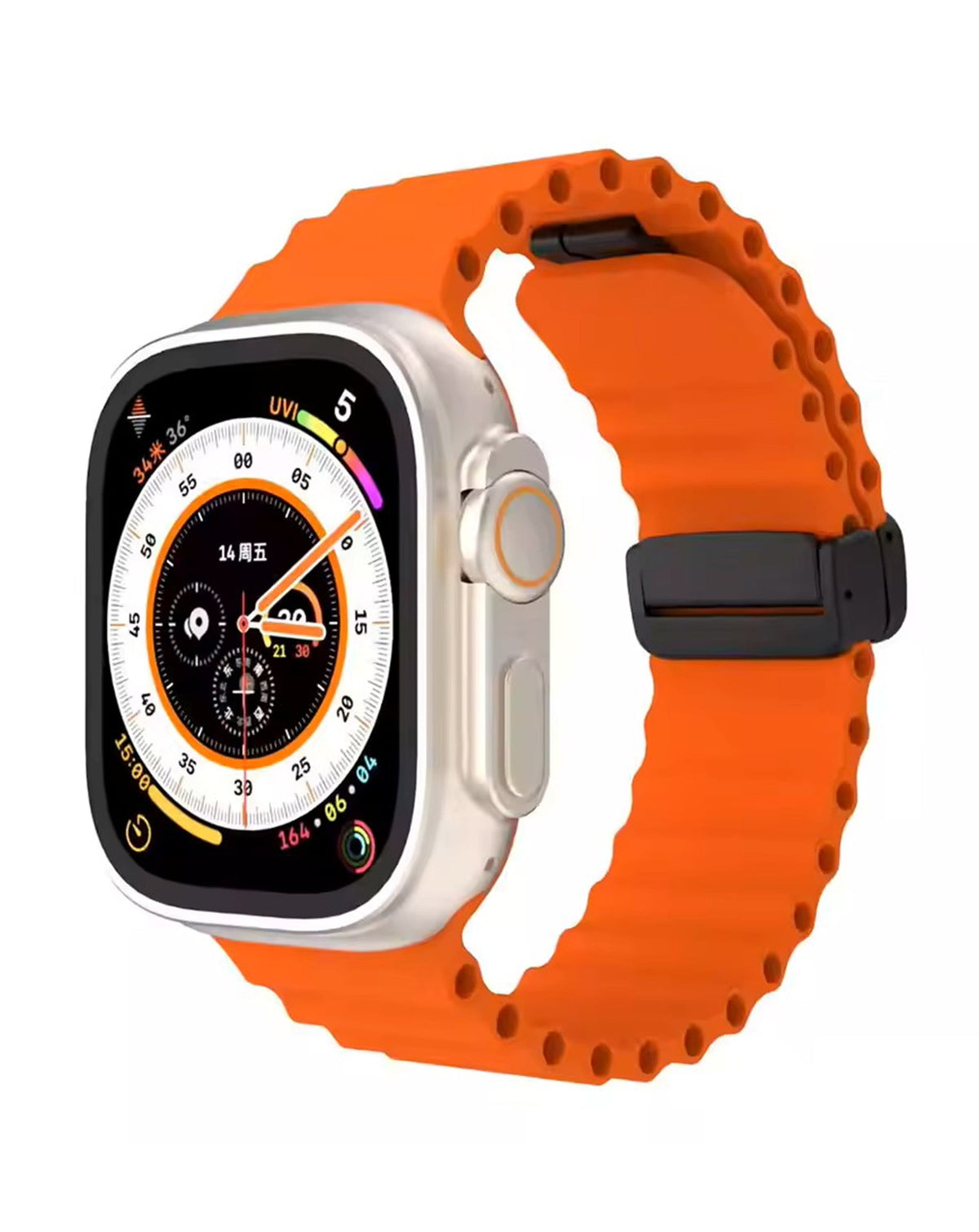 Magnetic Soft Silicone Band for Apple Watch 42 / 44 / 45 / 46 / 49mm — Orange