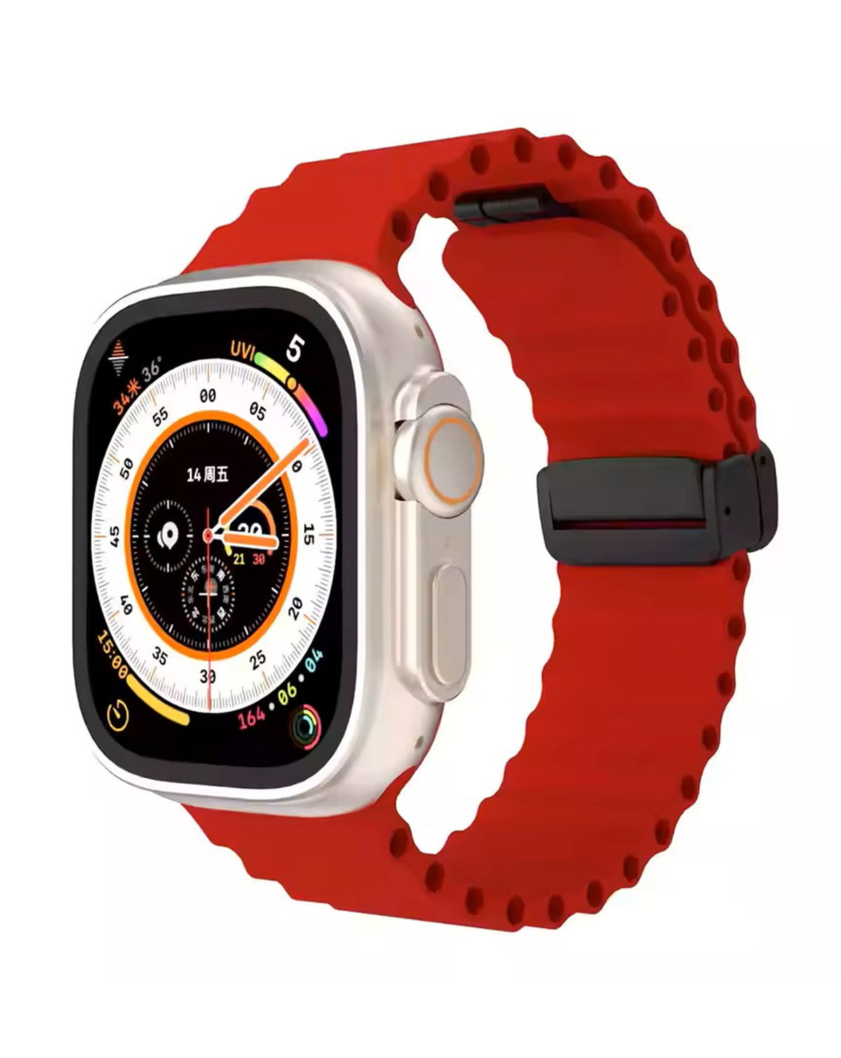 Magnetic Soft Silicone Band for Apple Watch 42 / 44 / 45 / 46 / 49mm — Red