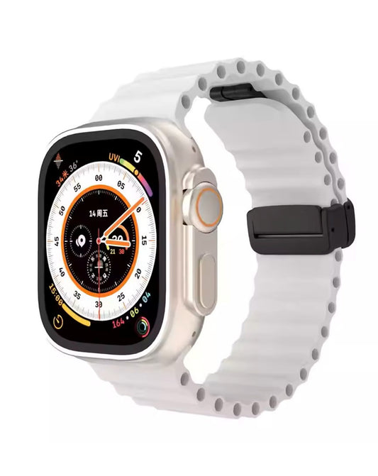 Magnetic Soft Silicone Band for Apple Watch 42 / 44 / 45 / 46 / 49mm — White