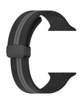 Magnetic Soft Silicone Band for Apple Watch 42 / 44 / 45 / 46 / 49mm — Black & Gray
