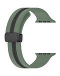 Magnetic Soft Silicone Band for Apple Watch 42 / 44 / 45 / 46 / 49mm — Olive Green & Black