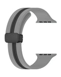 Magnetic Soft Silicone Band for Apple Watch 42 / 44 / 45 / 46 / 49mm — Gray & Black