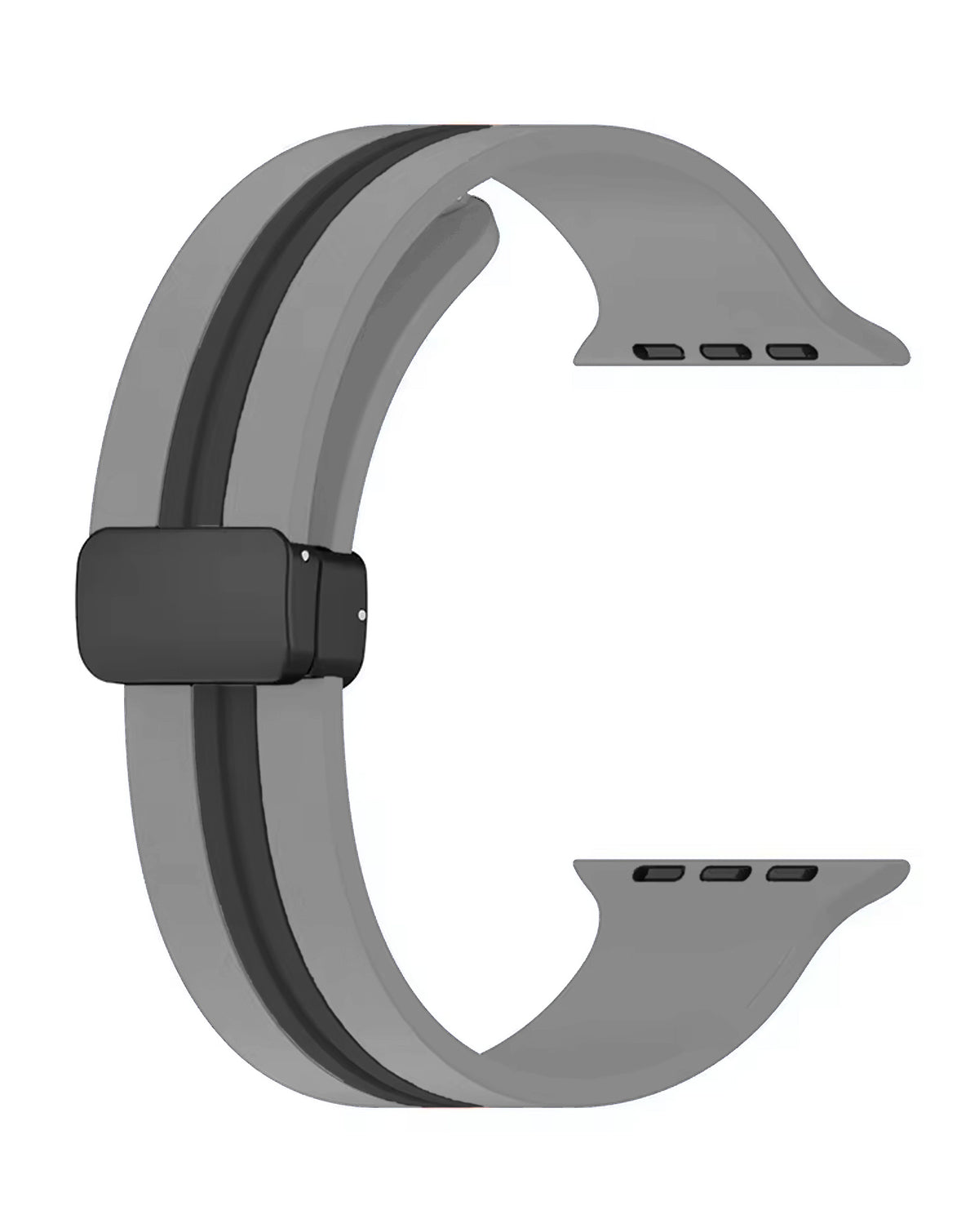 Magnetic Soft Silicone Band for Apple Watch 42 / 44 / 45 / 46 / 49mm — Gray & Black
