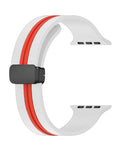 Magnetic Soft Silicone Band for Apple Watch 42 / 44 / 45 / 46 / 49mm — White & Red
