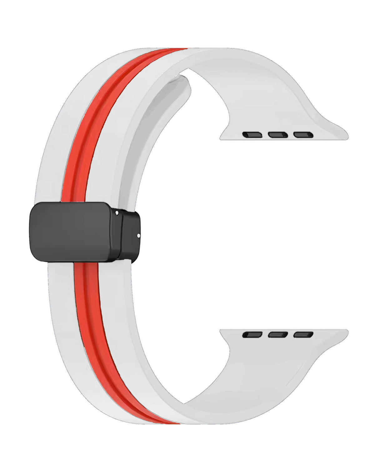 Magnetic Soft Silicone Band for Apple Watch 42 / 44 / 45 / 46 / 49mm — White & Red