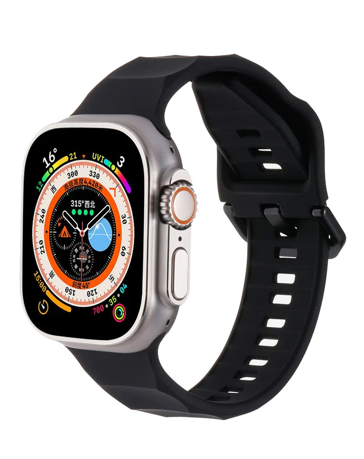 Soft Silicone Strap for Apple Watch 42 / 44 / 45 / 46 / 49mm — Black