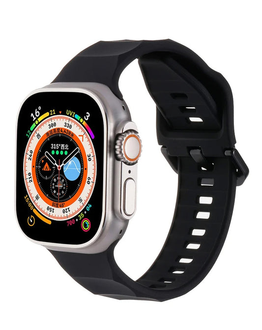Soft Silicone Strap for Apple Watch 42 / 44 / 45 / 46 / 49mm — Black