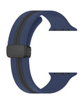 Magnetic Soft Silicone Band for Apple Watch 42 / 44 / 45 / 46 / 49mm — Midnight Blue & Black