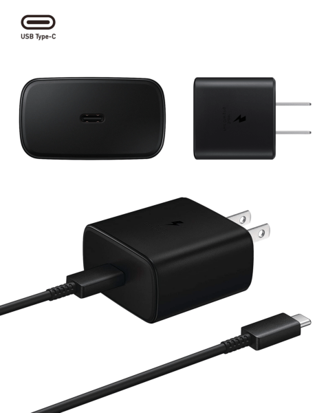 Super Fast USB-C Wall Adapter /w USB-C to USB-C Charging Cable — 3ft, 45W, Black