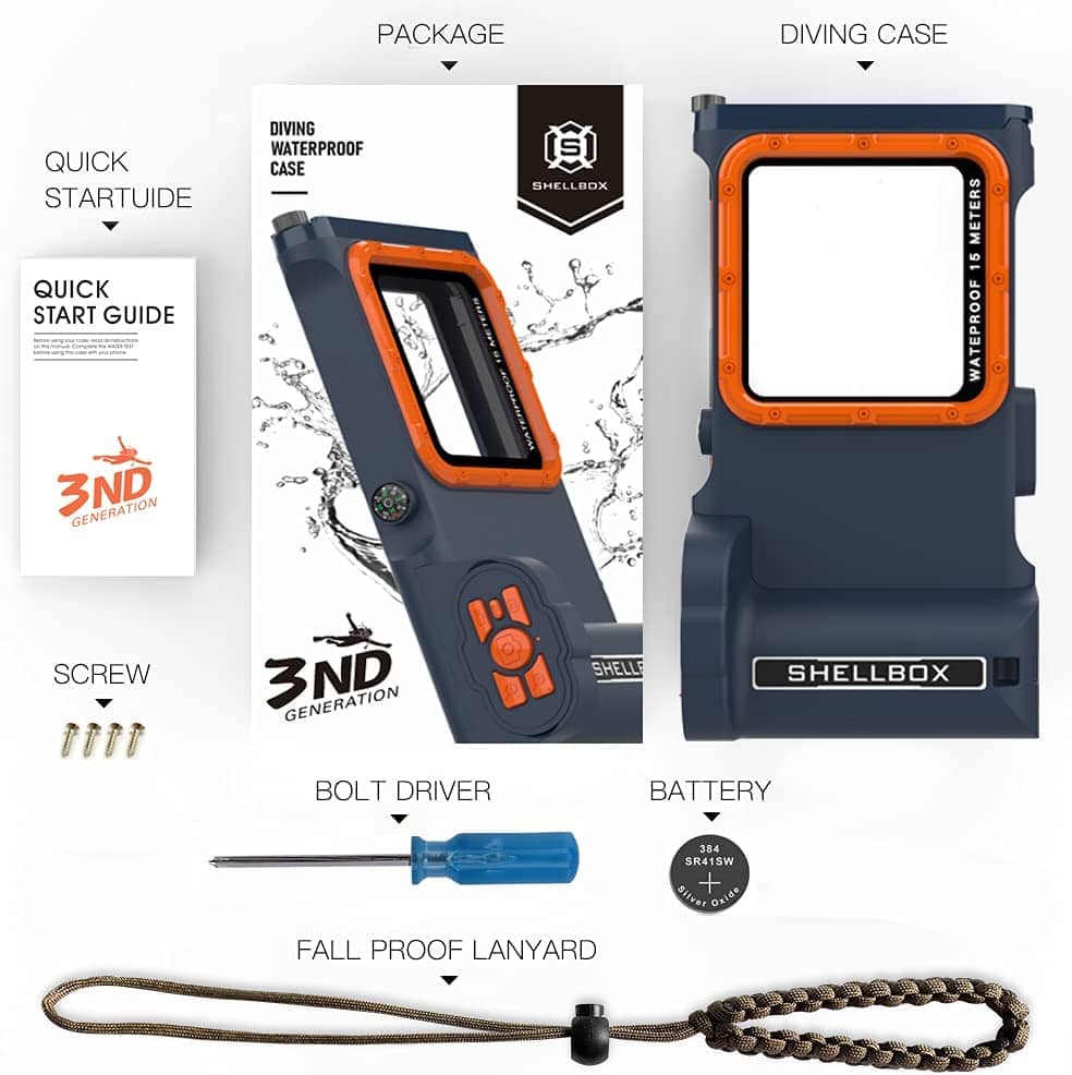 Shellbox Swimming 15M Waterproof Case Surfing Underwater Diving iPhone/Samsung QSK-3