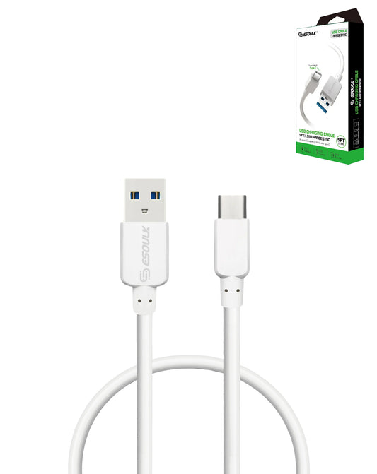 Esoulk EC30P USB-A to USB-C Round Cable — White, 5ft, 15W