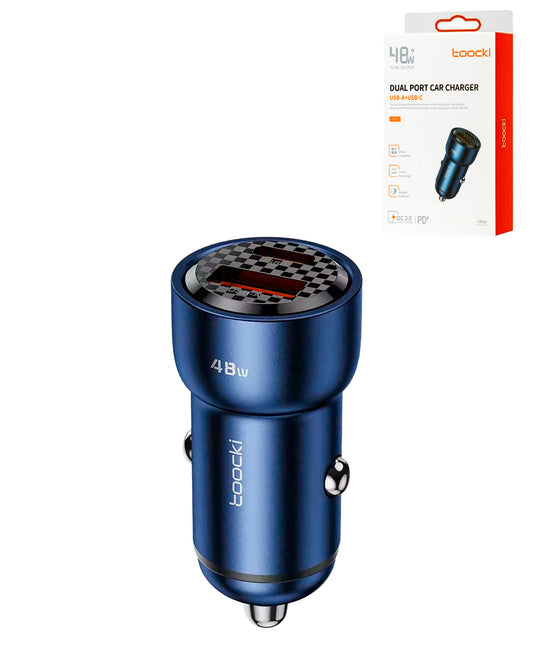 Toocki PD USB-C+A Car Charger — Blue, 48W