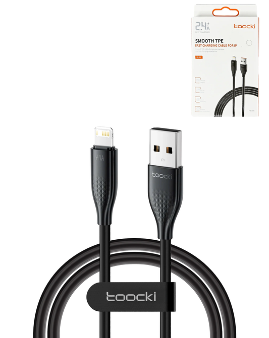 Toocki USB-A to Lightning Non-MFI Fast Charging Data Cable — Black, 6ft, 20W