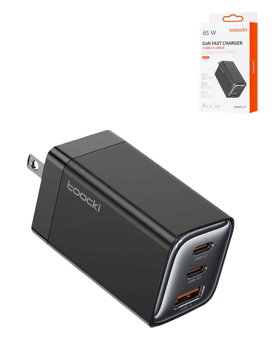 Toocki 65W USB A+ 2x USB-C Fast GaN Charger — Black