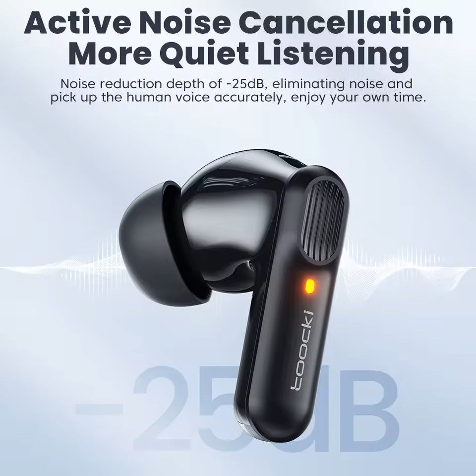 Toocki Hi-Fi Active Noice Cancelling Earbuds — Black