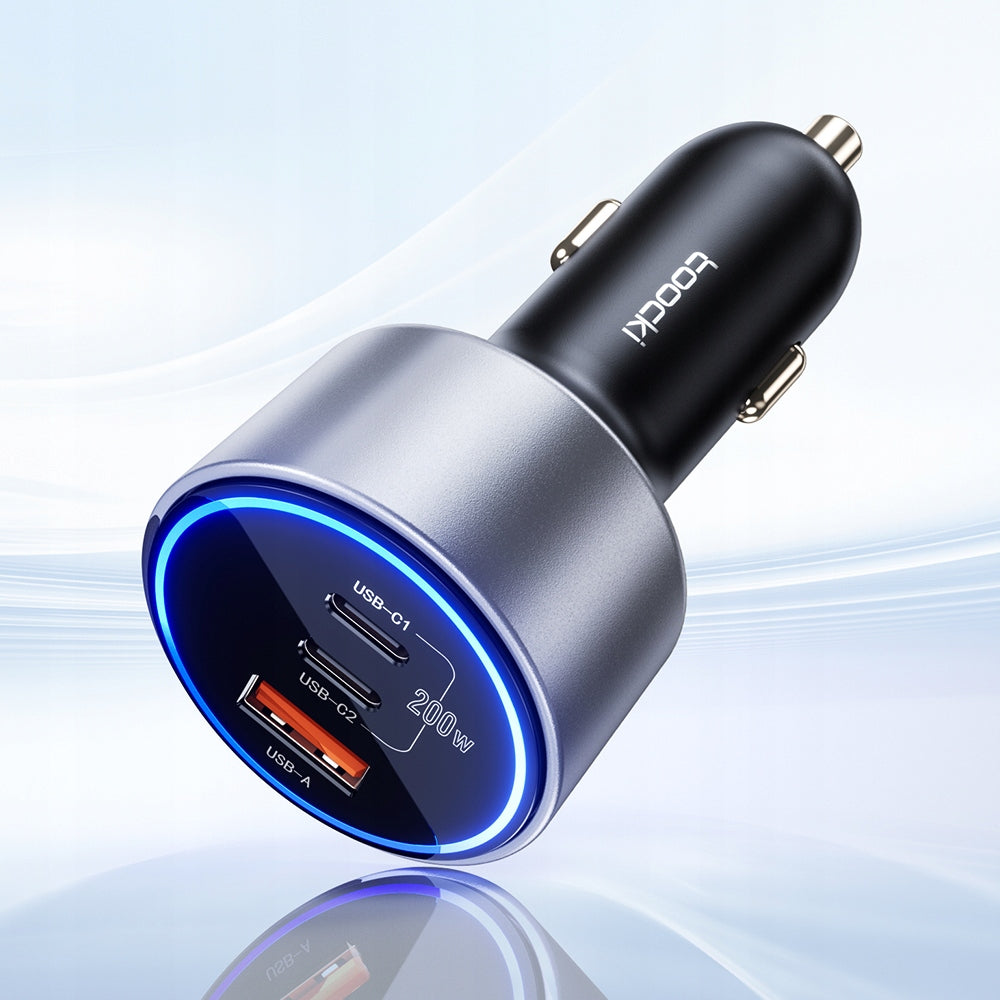 Toocki PD USB-C+C+A Car Charger — Black, 200W