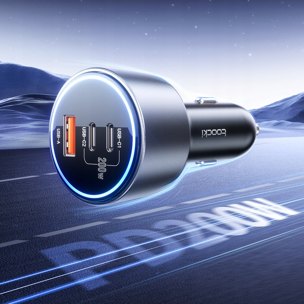 Toocki PD USB-C+C+A Car Charger — Black, 200W