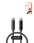 Toocki USB-C to USB-C Super Fast Charging Data Cable with Display — Gray, 240W, 3ft