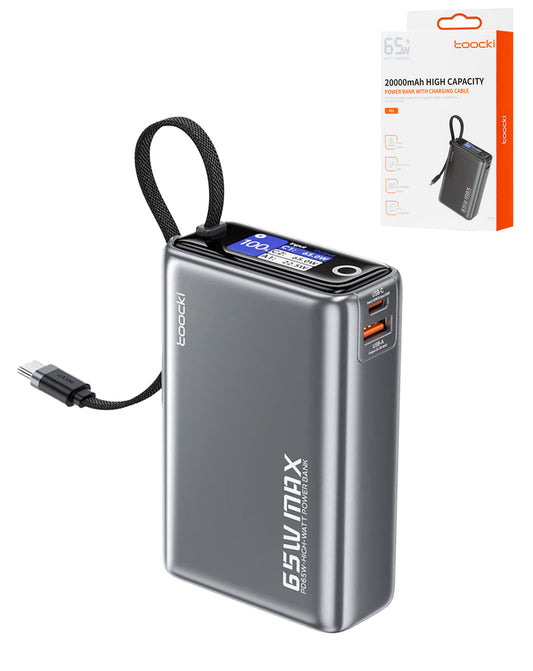 Toocki Energy Cube Power Bank with Built-In Cable and LCD Indicator — 20000 mAh / 65W