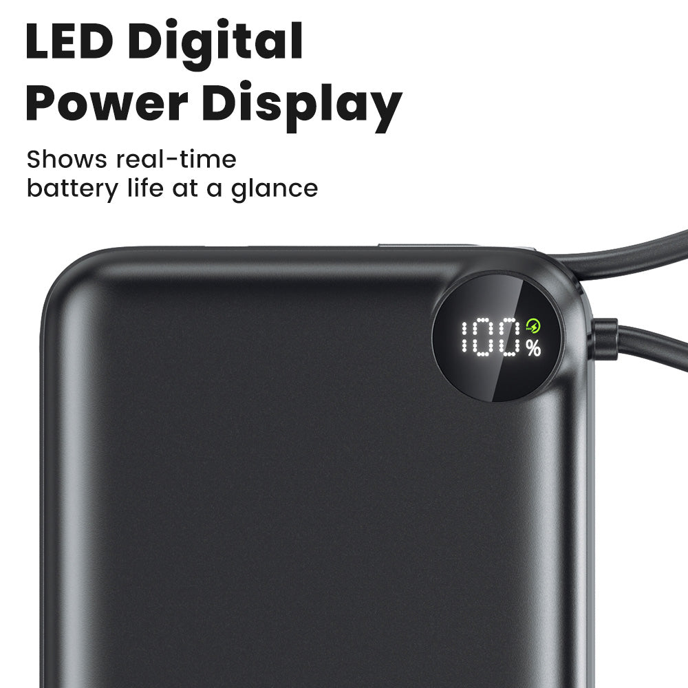 Toocki Power Bank with Built-In Cable and LCD Indicator — 20000 mAh / 22.5W