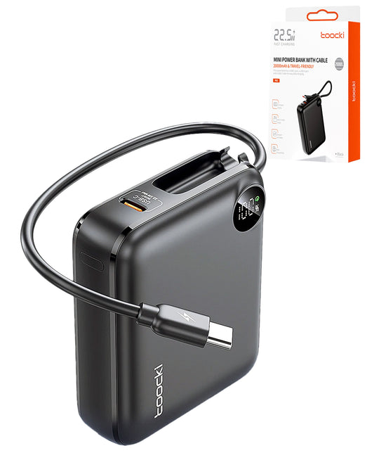 Toocki Power Bank with Built-In Cable and LCD Indicator — 10000 mAh / 22.5W