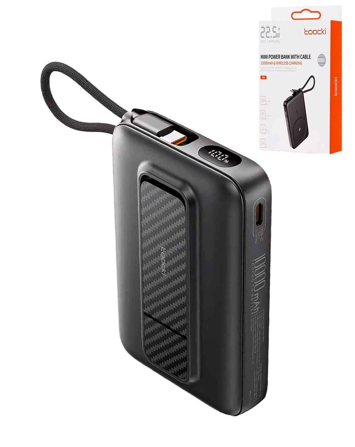 Toocki Magnetic Wireless Power Bank with Built-In Cable — 10000 mAh/22.5W