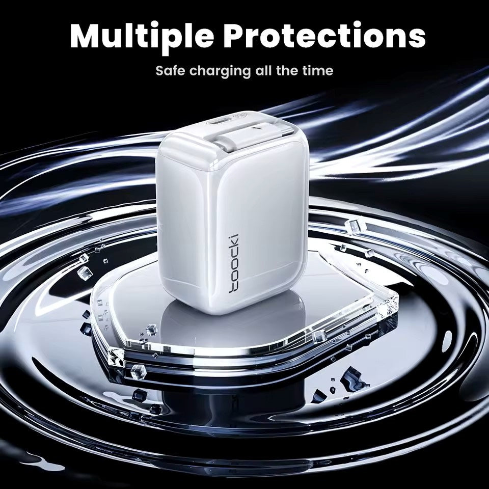 Toocki PD Built-In USB-C Cable Wall Charger — White, 30W