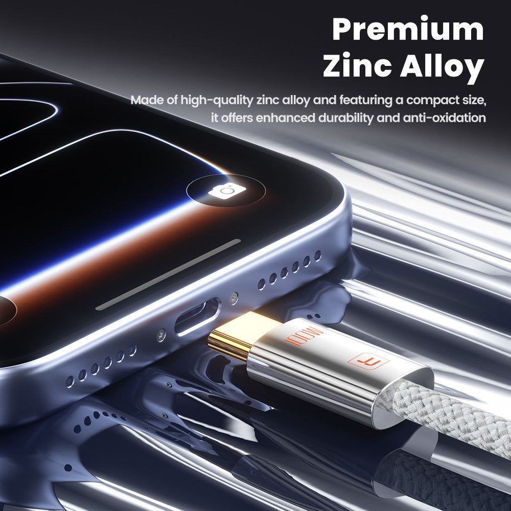 Toocki Compact Zinc Alloy USB-C to USB-C Super-Fast Charging Data Cable — 100W, 3ft