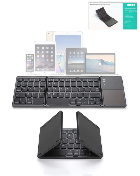 63 Keys Foldable Bluetooth Keyboard with Touchpad — Black