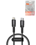 Toocki USB-C to Lightning Non-MFI Fast Charging Data Cable — Gray / Black, 3ft, 20W
