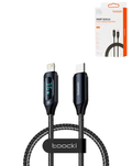 Toocki USB-C to Lightning Non-MFI Fast Charging Data Cable with Display — Black, 20W, 3ft