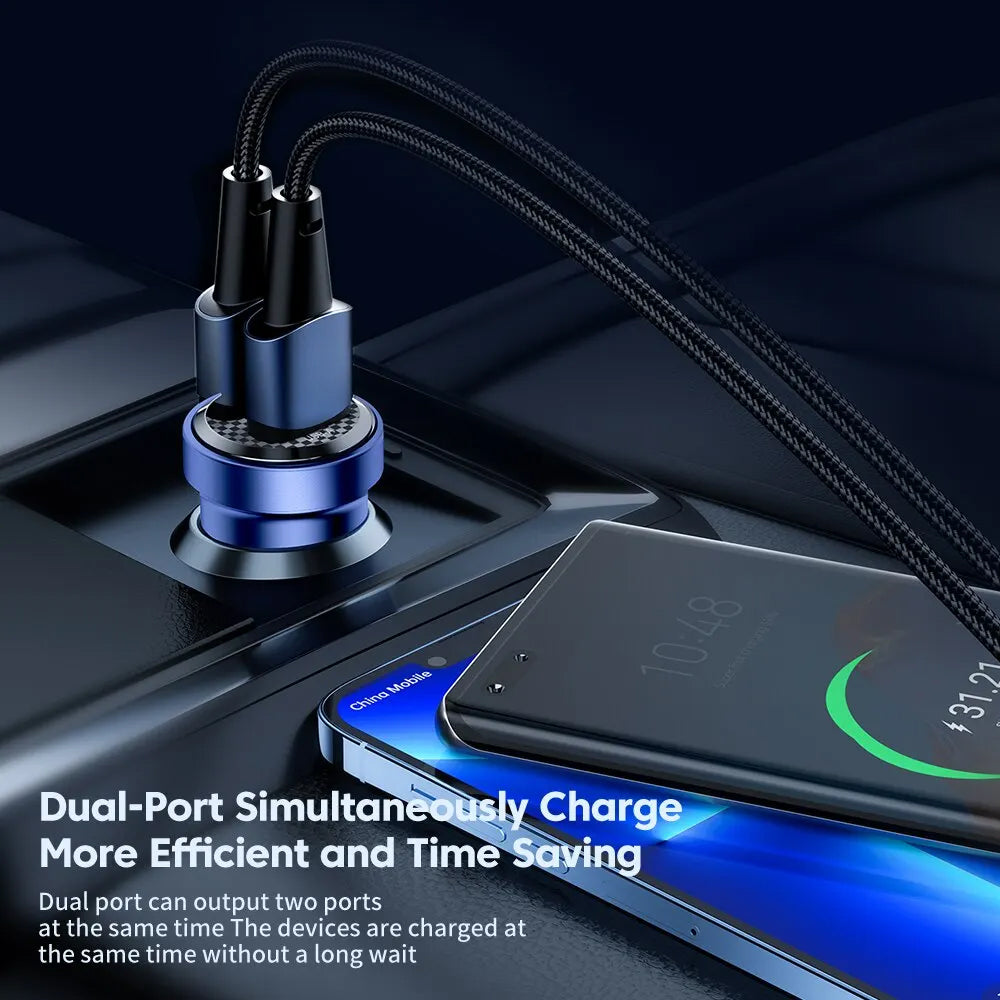 Toocki PD USB A+a Transparent Car Charger — Blue, 30W