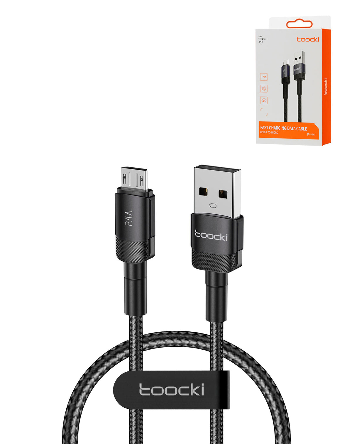 Toocki USB A-M Fast Charging Data Cable — Black, 3ft, 12W
