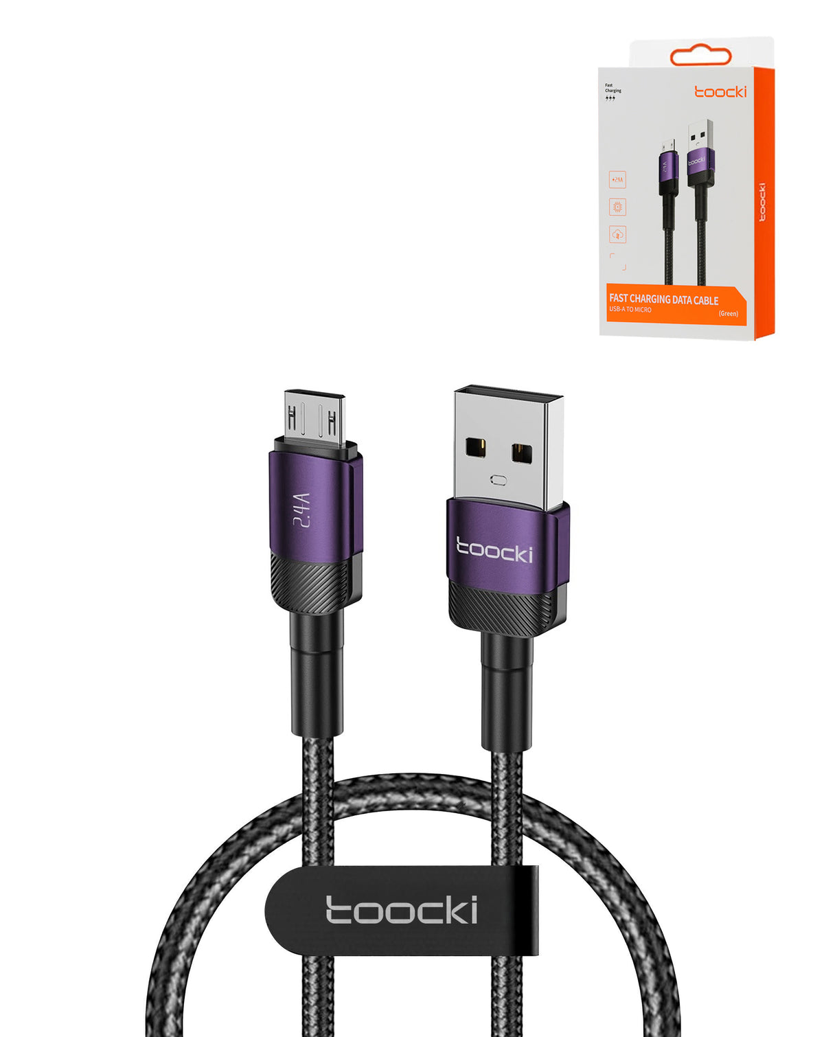 Toocki USB A-M Fast Charging Data Cable — Purple, 3ft, 12W