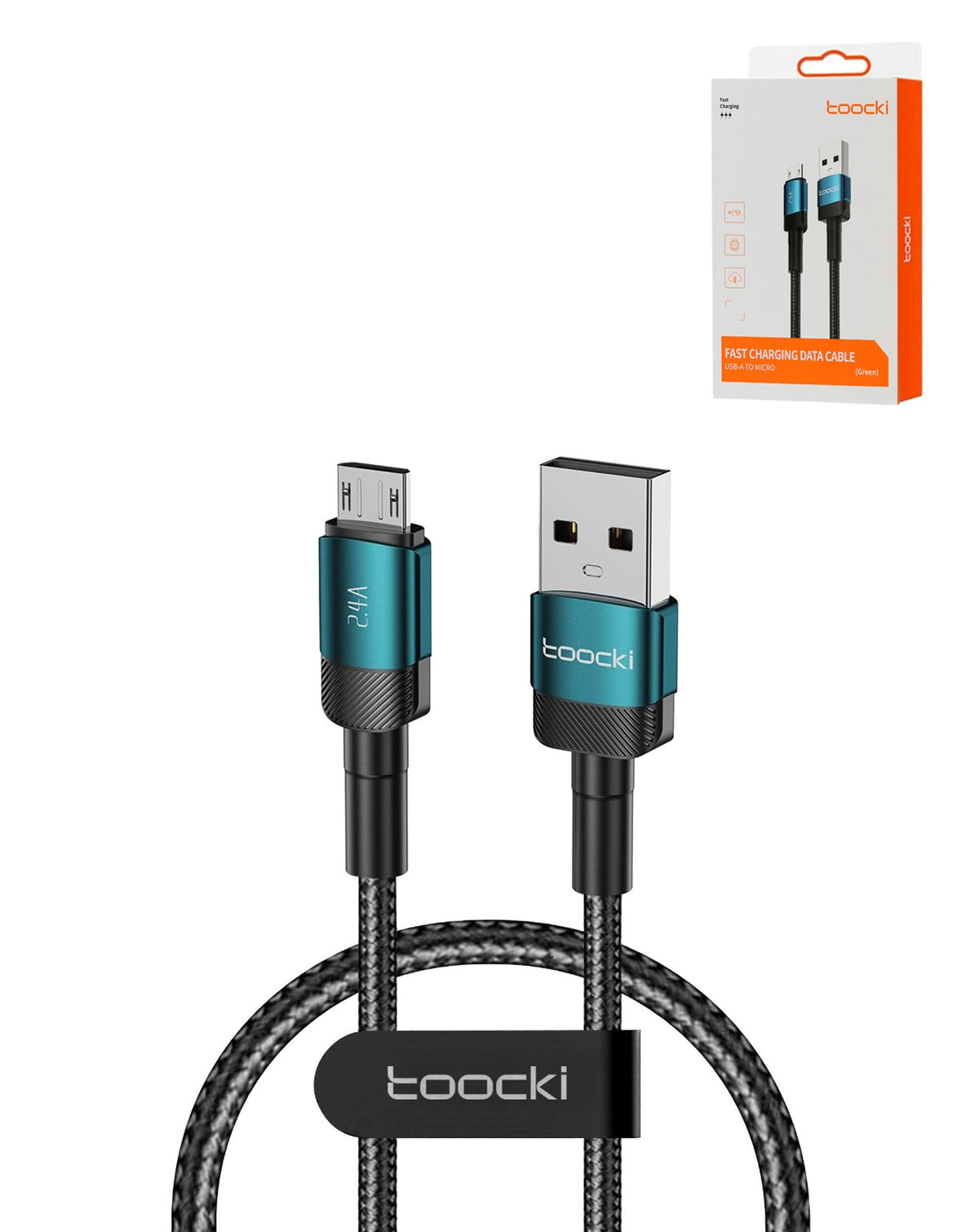 Toocki USB A-M Fast Charging Data Cable — Green, 3ft, 12W