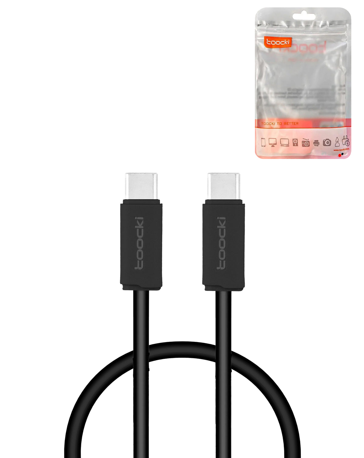 Toocki Tpe USB-C to USB-C Super Fast Charging Data Cable — 3ft, 100W, Black