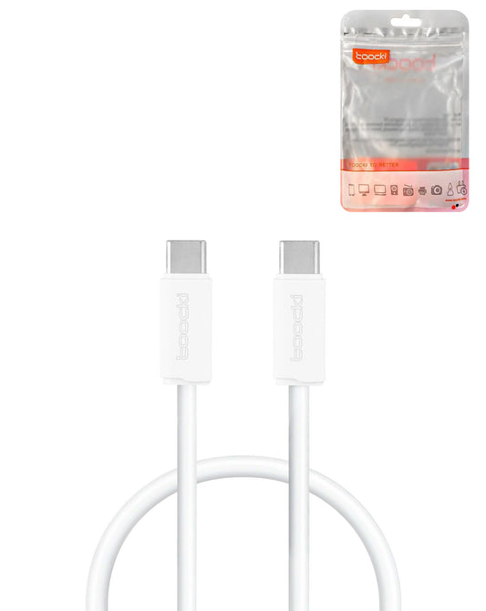 Toocki Tpe USB-C to USB-C Super Fast Charging Data Cable — 3ft, 100W, White