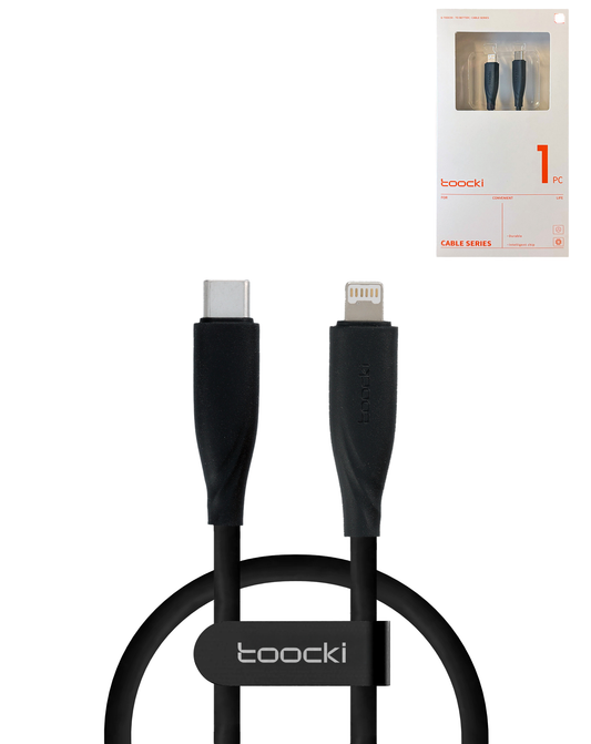 Toocki USB-C to Lightning Non-MFI Fast Charging Data Cable — Black, 3ft, 20W