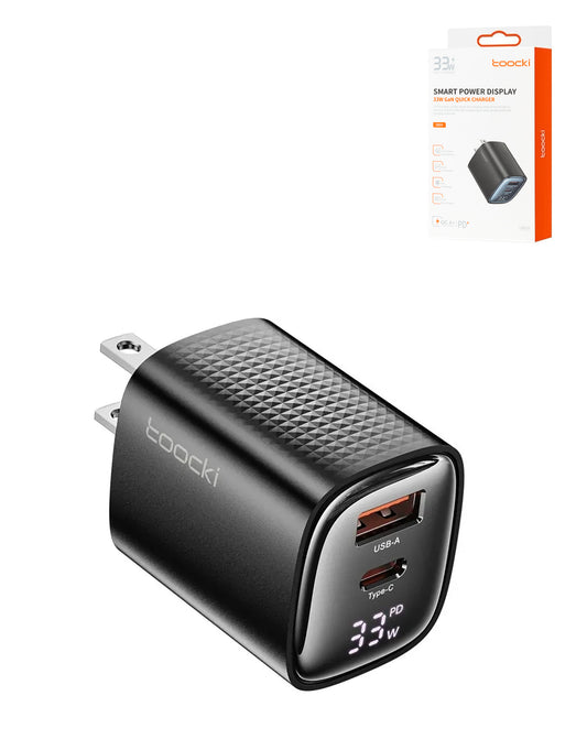 Toocki 33W USB-C + A GaN Charger with Display — Black