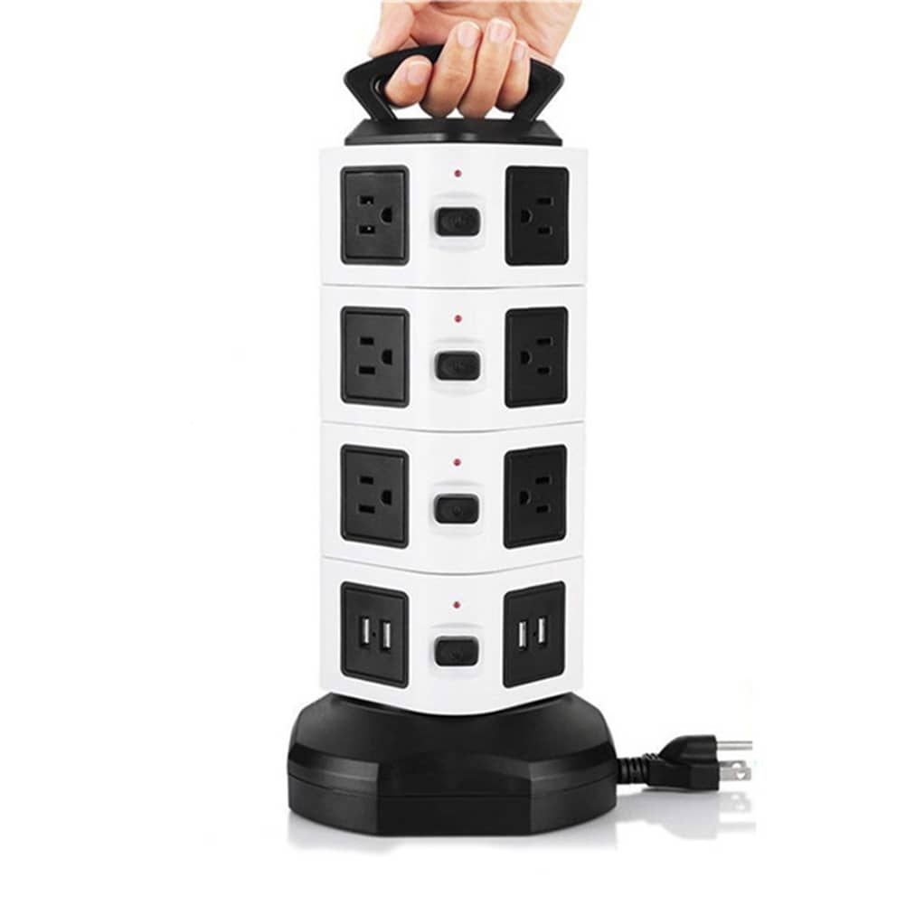 4 Layer Multi Plug Socket Charging Station - 14AC Outlets 4 USB Ports