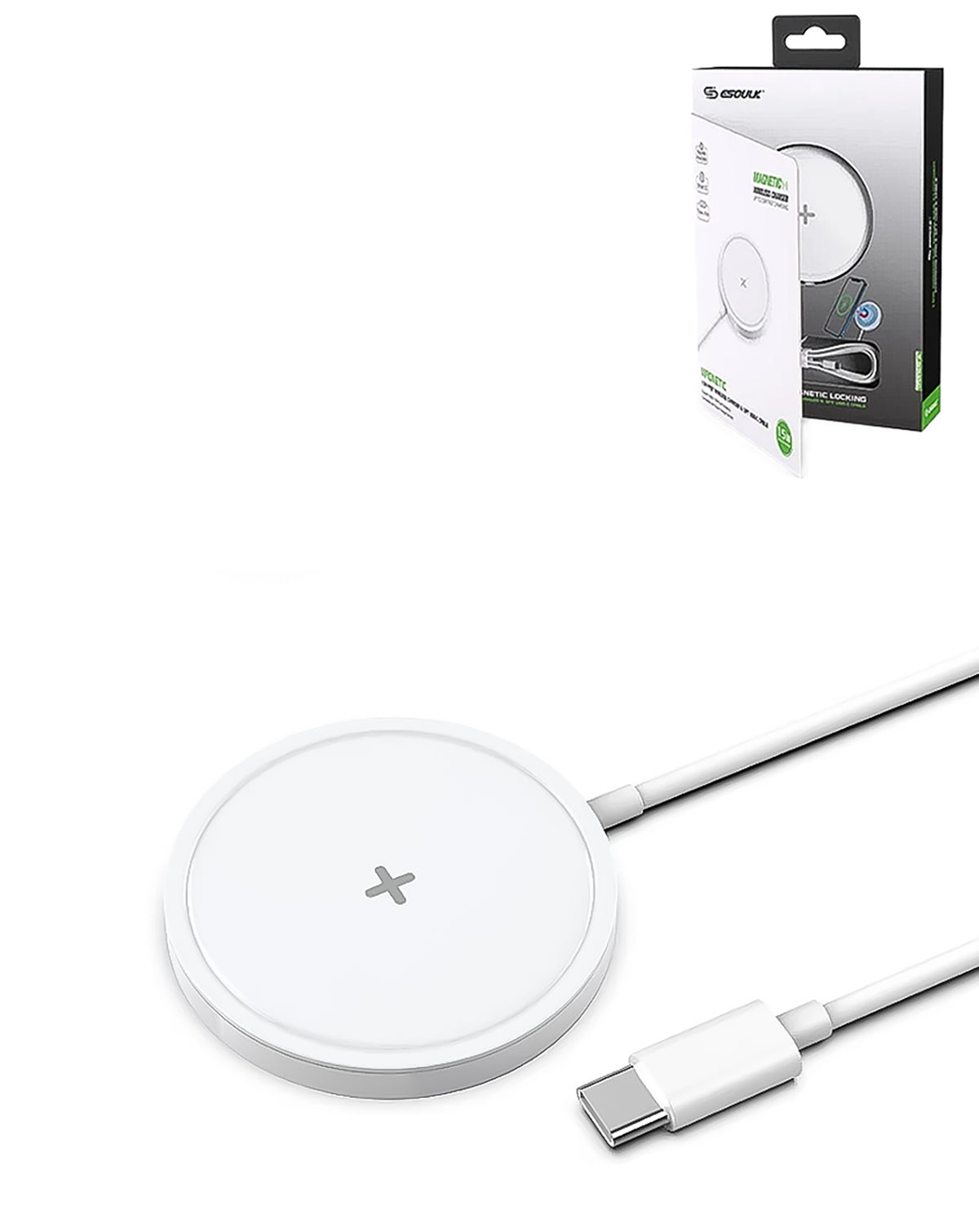 Esoulk Magnetic Wireless Charger — 15W, White