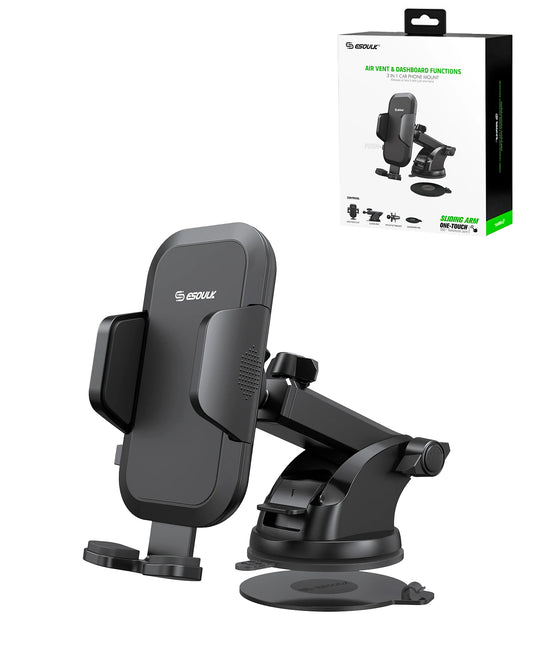 Esoulk Air Vent & Dashboard Card Phone Mount — 2-in-1, Black