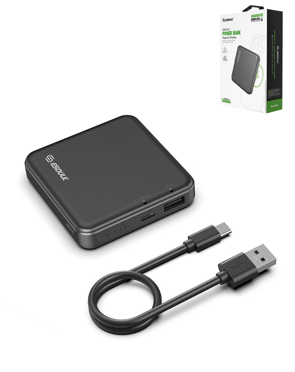 Esoulk Magnetic Wireless Power Bank — 5000 mAh / 5W, Black