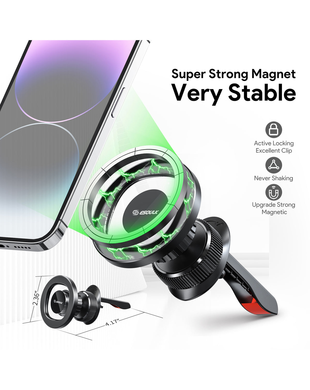 Esoulk Magnetic Air Vent Car Holder — Black