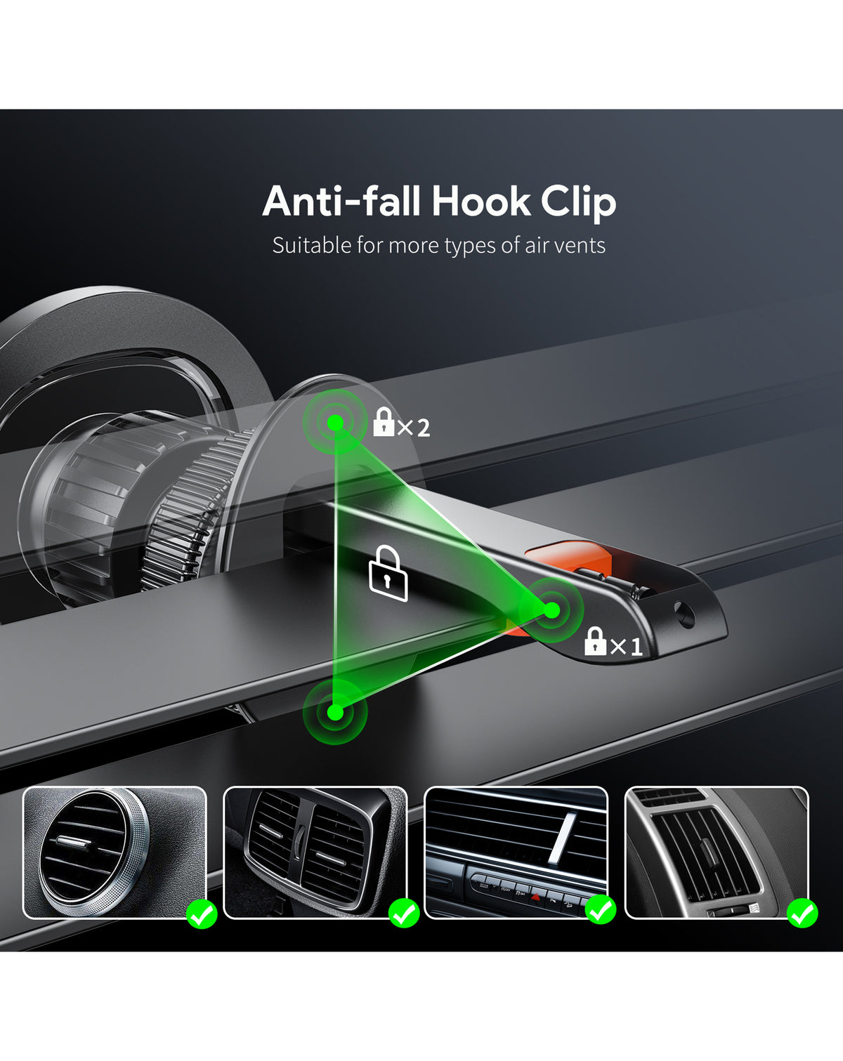 Esoulk Magnetic Air Vent Car Holder — Black