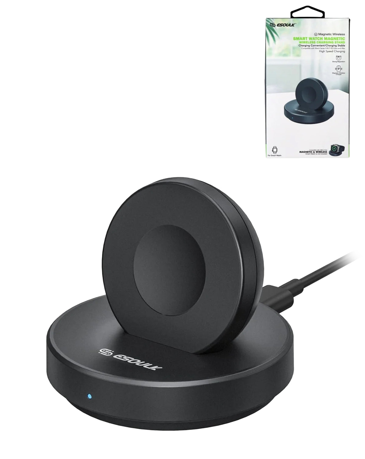 Esoulk Smart Watch Magnetic Wireless Charging Stand — Black, 3W