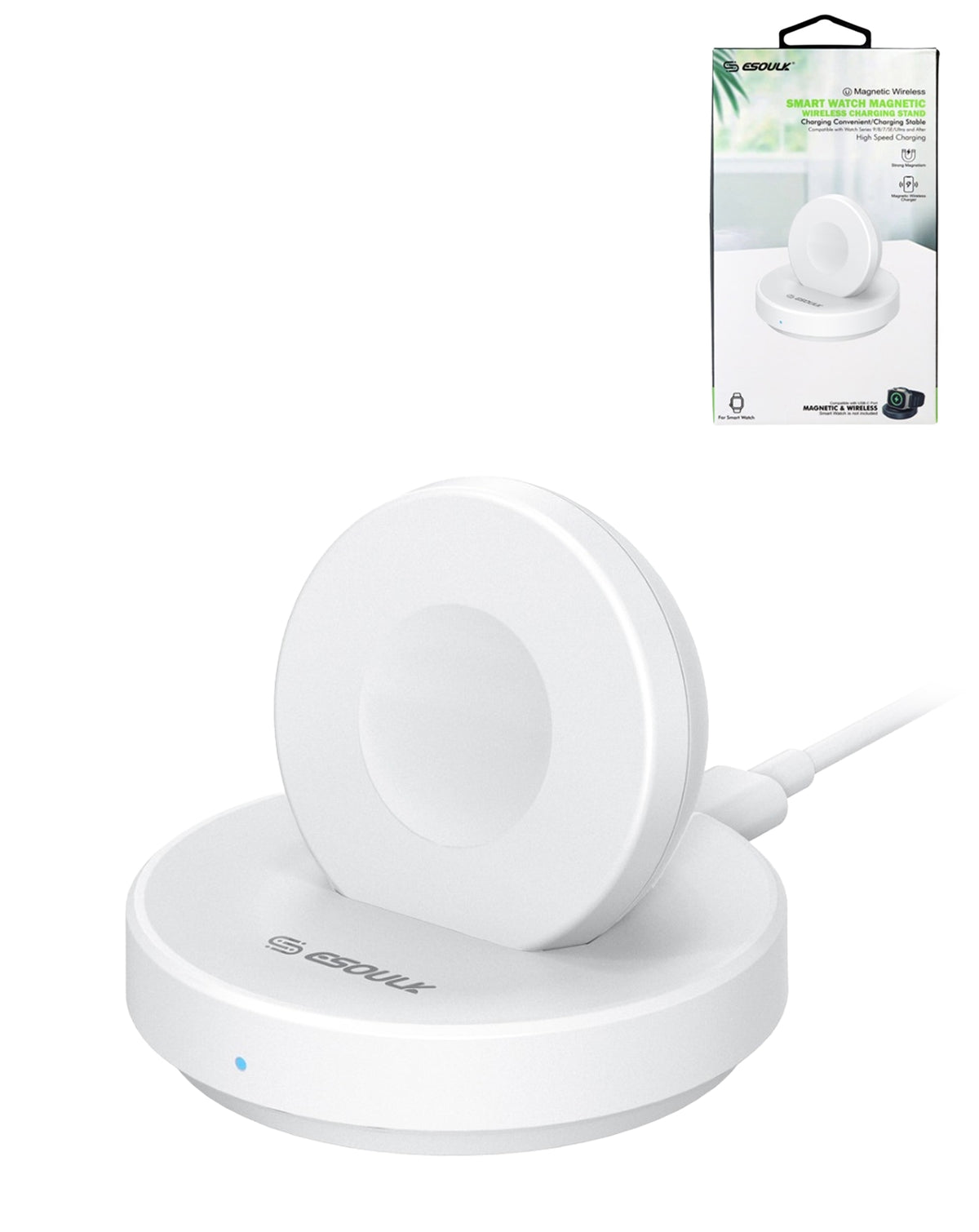 Esoulk Smart Watch Magnetic Wireless Charging Stand — White, 3W