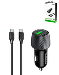 Esoulk Pd&qc USB-C+A Car Charger with USB-C to USB-C Cable — 3ft, 48W, Black