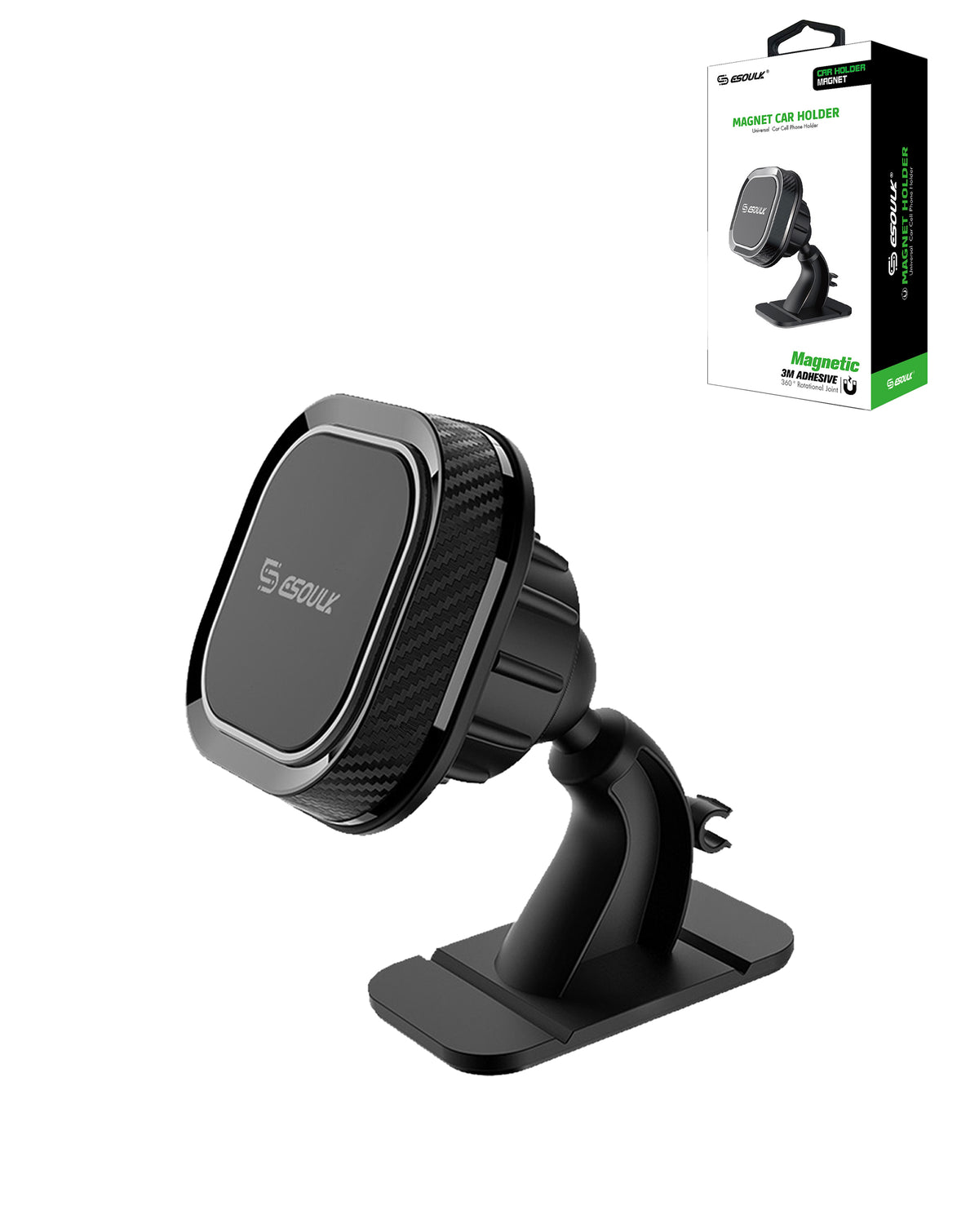 Esoulk Magnetic Stick On Car Holder — Black