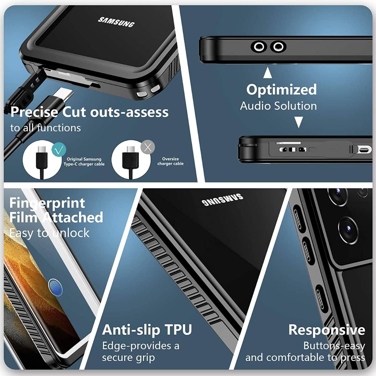 Crystal Clear Water-Resistant Case for Galaxy S21 Ultra